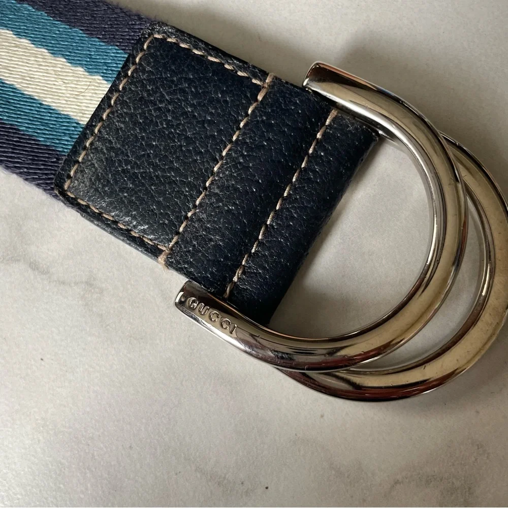 GUCCI sherry line d-ring striped belt